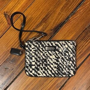 Coach Houndstooth Black and Cream Wristlet